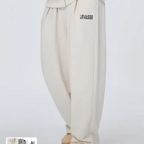 [BUNJANG] Levase Oatmeal Wide Training Pants / 르바세 오트밀 와이드 트레이닝팬츠