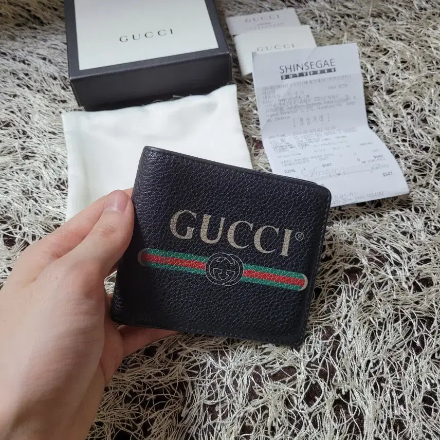 [BUNJANG] Gucci GG Supreme Web Detail Bifold Wallet Black / OS 구찌 띠로고 반지갑 블랙