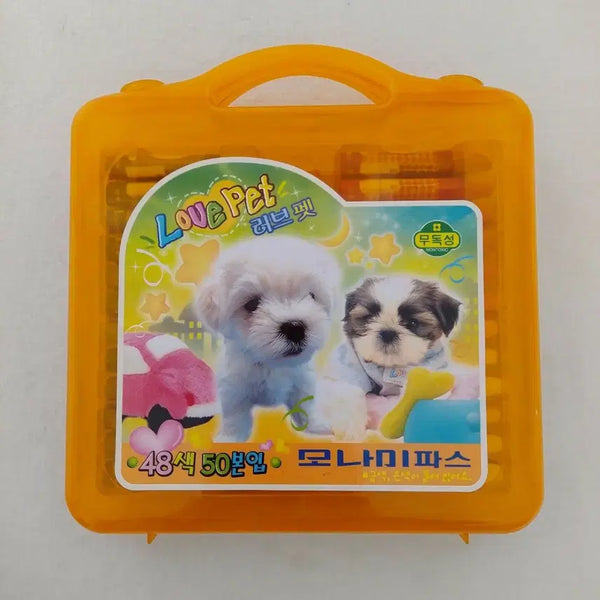 [BUNJANG] Monami Love Pet Crayons (50 Count) - Vintage Interior Prop / 옛날 모나미 러브펫 크레파스 50본 / 고전 문구 빈티지 인테리어 소품