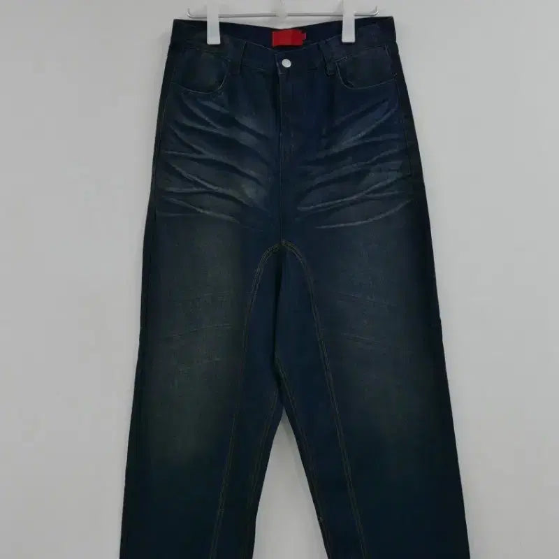 [BUNJANG] Big Wide Cat Washing Loose Fit Denim Pants L / 빅 와이드 캣워싱 배기 데님 L
