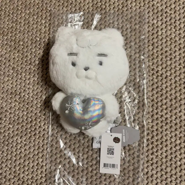 [BUNJANG] Kakao Friends Ryan White Silver Snowflake Heart Plush / 카카오프렌즈 라이언 화이트실버 눈꽃하트인형