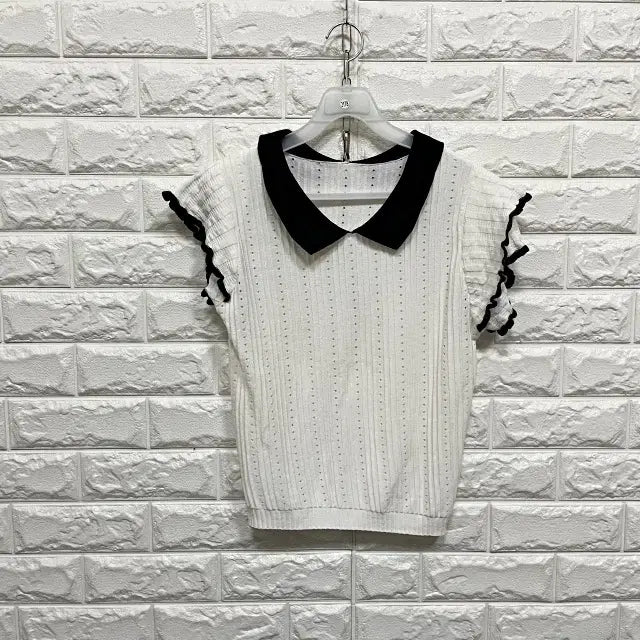 [BUNJANG] Short Sleeve Knit T-Shirt / 2178) 반팔 니트티셔츠