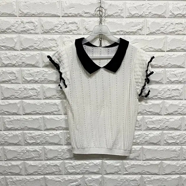 [BUNJANG] Short Sleeve Knit T-Shirt / 2178) 반팔 니트티셔츠