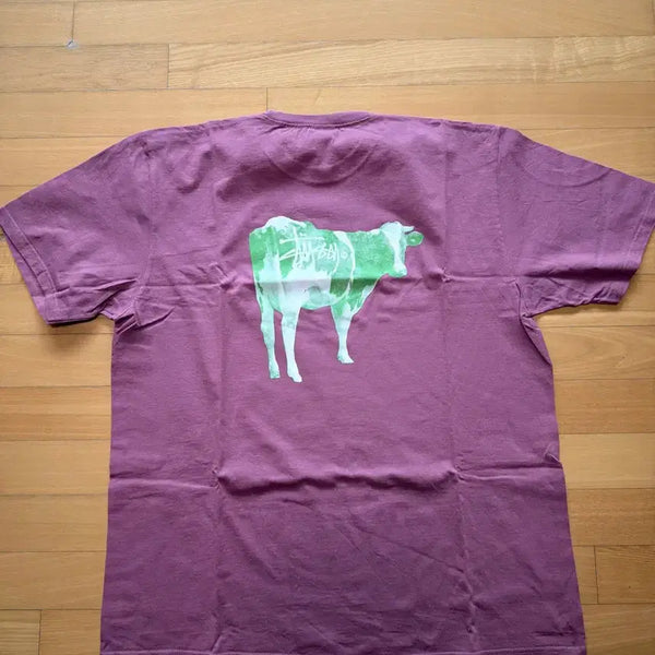 [BUNJANG] Stussy Cow Graphic T-Shirt Pink Japan Edition / 스투시 카우 그래픽 티셔츠 핑크 일판