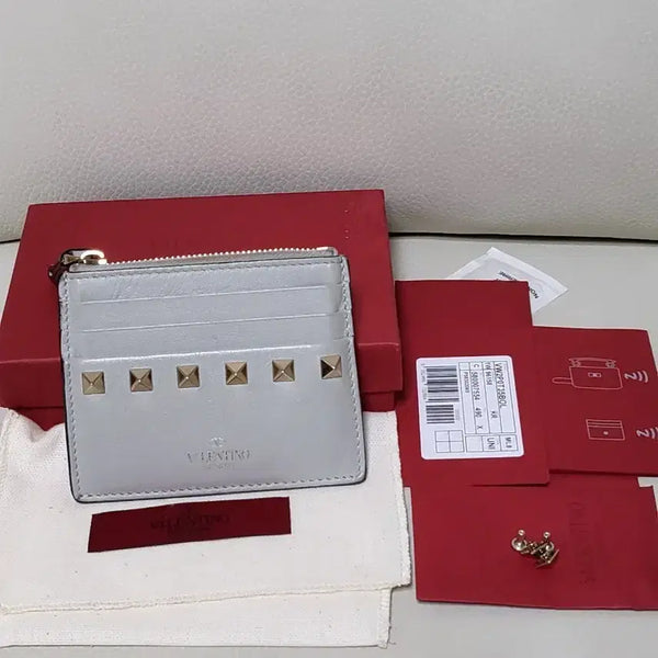 [BUNJANG] Valentino Rockstud Zipper Cardholder / 발렌티노 락스터드  지퍼 카드지갑 정품