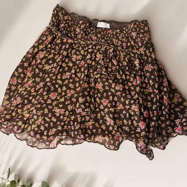 [BUNJANG] Liz Lisa Hime Gyaru Brown Floral Mini Skirt / 일본 시부야 히메갸루 리즈리사(LIZ LISA) 스커트