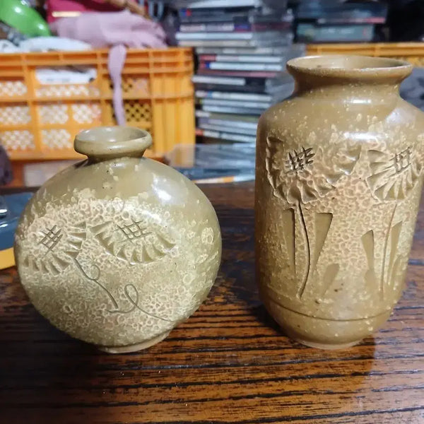 [BUNJANG] Vintage Yellow Celadon Small Vase (Set of 2) / 빈티지황청자소형유병2점