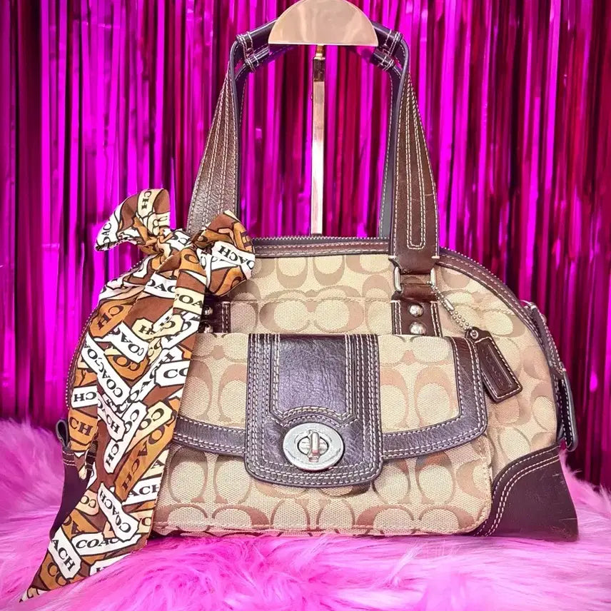 [BUNJANG] Coach Signature Shoulder Bag Beige Brown / 데일리) Coach 코치 시그니처 숄더백 베이지브라운