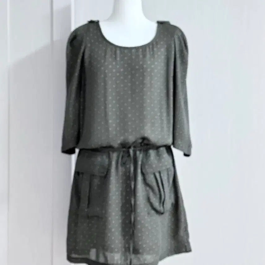 [BUNJANG] Sandro Olive Green Pattern Mini Dress / 산드로 Sandro 올리브그린 패턴 원피스