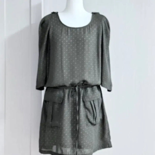[BUNJANG] Sandro Olive Green Pattern Mini Dress / 산드로 Sandro 올리브그린 패턴 원피스