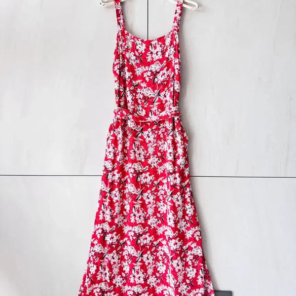 [BUNJANG] CHELSEA.28 Red Flower Maxi Dress XXS / 새상품 컨디션 CHELSEA.28 레드 플라워 맥시 포켓 원피스 XXS(