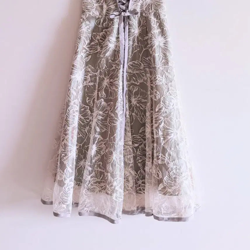 [BUNJANG] Lace Floral Long Skirt / 레이스 플로럴 롱 스커트