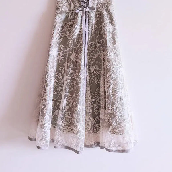 [BUNJANG] Lace Floral Long Skirt / 레이스 플로럴 롱 스커트