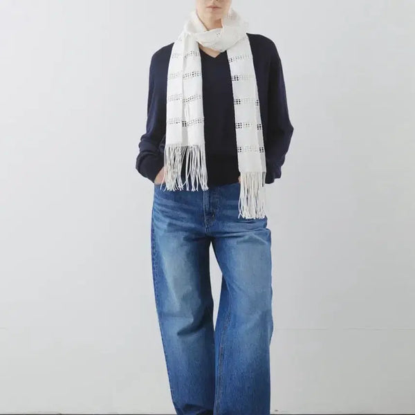 [BUNJANG] Mundal Fringe Scarf / 문달 Fringe Scarf in White
