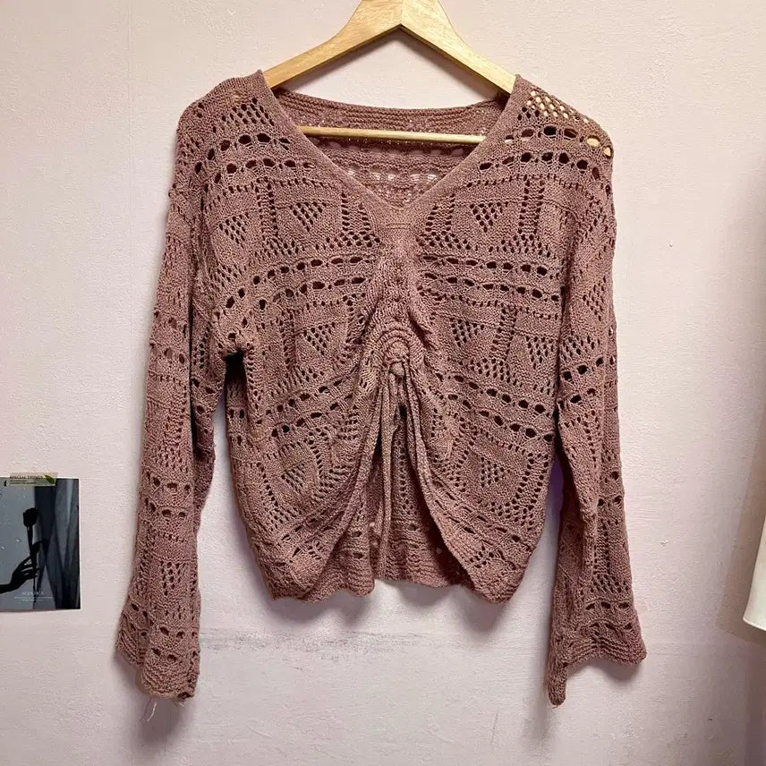 [BUNJANG] Tone-Down Pink Summer Mesh Knit / 톤다운 핑크 여름 그물 니트 free