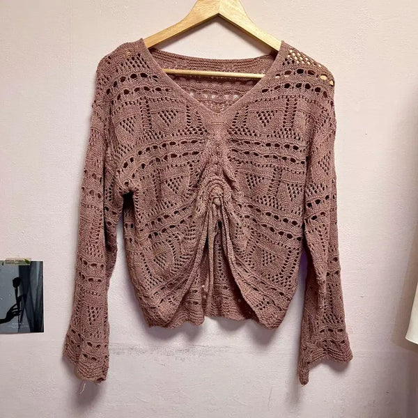 [BUNJANG] Tone-Down Pink Summer Mesh Knit / 톤다운 핑크 여름 그물 니트 free
