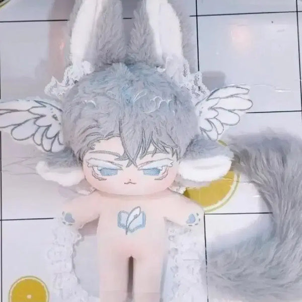 [BUNJANG] 20cm Unnamed Doll + White Traditional Kimono Outfit Bundle Set / 무속성 솜인형 20cm 운무우호+화이트 전통 기모노 옷포함 일괄