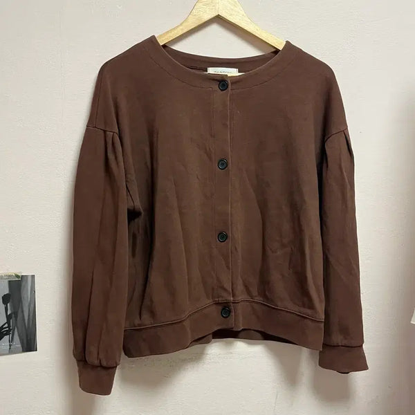 [BUNJANG] Brown Round Neck Cardigan / 브라운 라운드넥 가디건