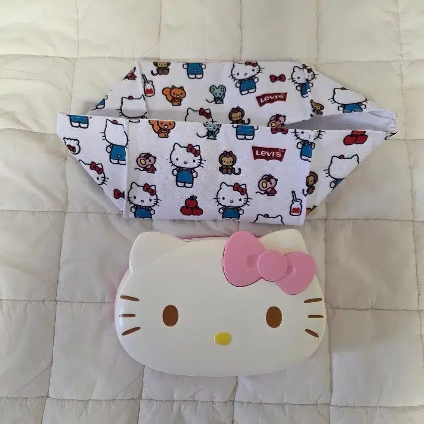 [BUNJANG] Hello Kitty Hand-made Basket & Wet Wipes Case / 헬로키티 물티슈 케이스 키티 핸드메이드 바구니