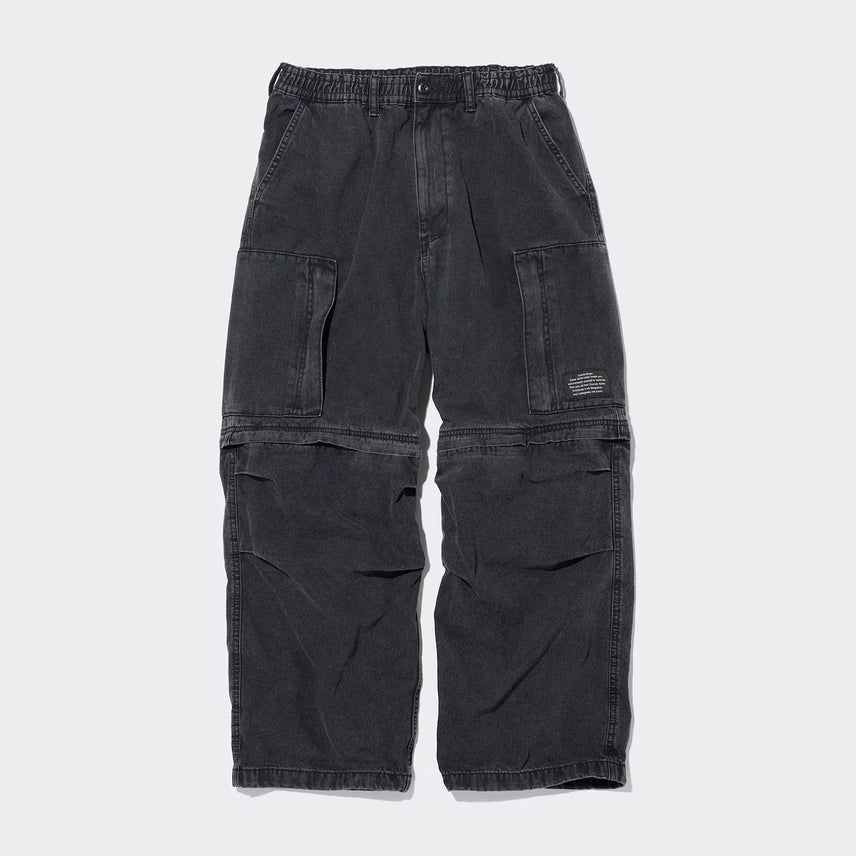 [BUNJANG] GU Undercover Denim Convertible Wide Cargo Pants Dark Gray / S) GU 언더커버 데님 컨버터블 와이드 카고 팬츠 다크 그레이