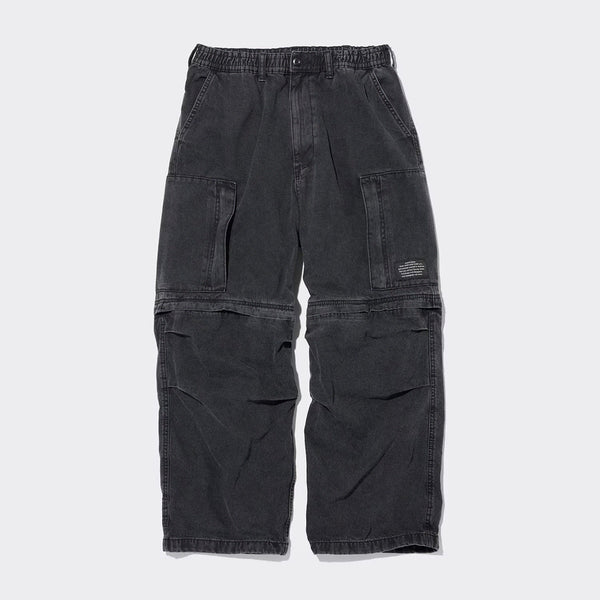 [BUNJANG] GU Undercover Denim Convertible Wide Cargo Pants Dark Gray / S) GU 언더커버 데님 컨버터블 와이드 카고 팬츠 다크 그레이