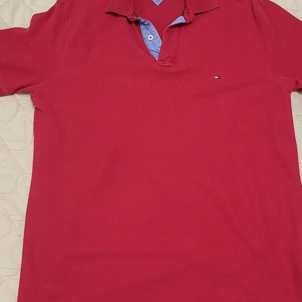 [BUNJANG] Tommy Hilfiger Men's Red Short Sleeve Polo Shirt L / 타미힐피거 남성 반팔 카라티 레드