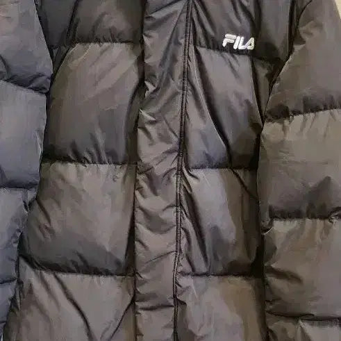 [BUNJANG] Fila Long Padded Black Hooded Down Coat / 휠라 롱패딩 검정색