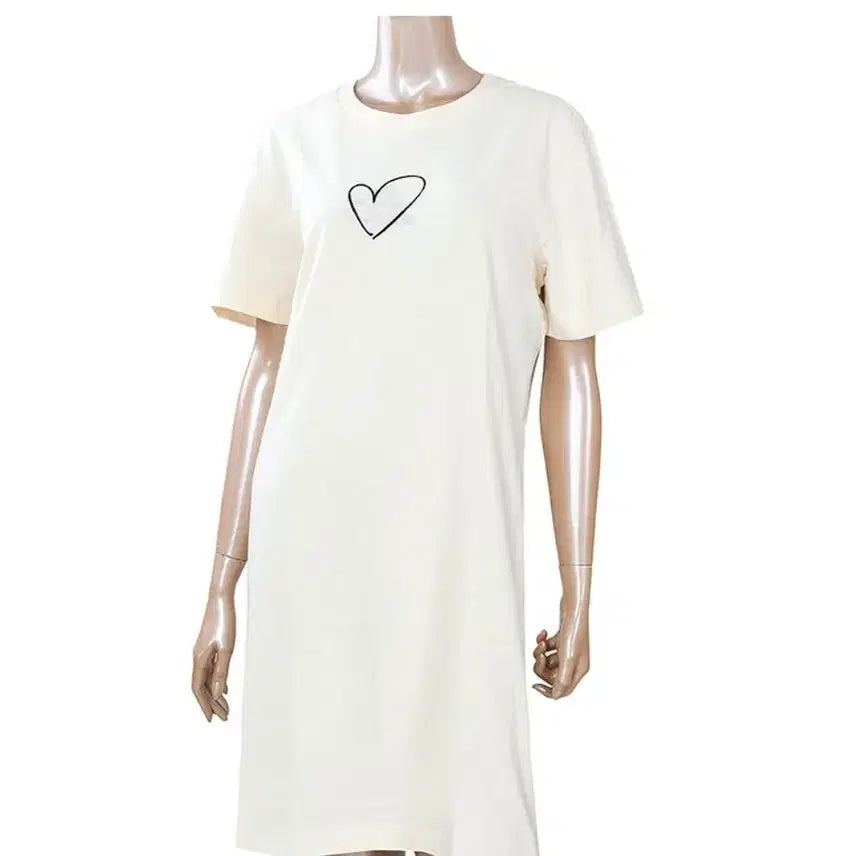 [BUNJANG] Adidas Heart Graphic Short Sleeve Dress T-Shirt (L) / (L) ADIDAS 아디다스 하트 그래픽 반팔 원피스 티셔츠