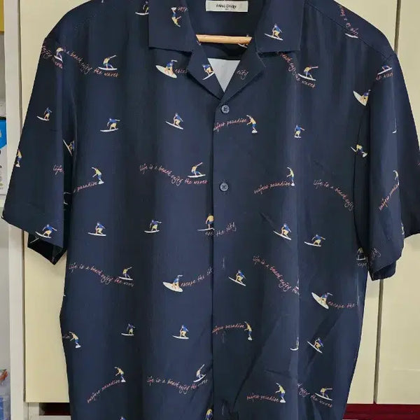 [BUNJANG] Mind Bridge Surfing Pattern Shirt Navy / 마인드브릿지 서핑 패턴 셔츠 네이비 100