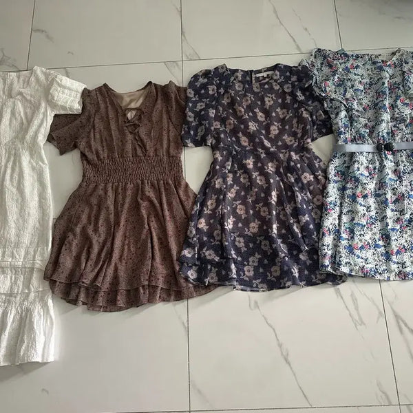 [BUNJANG] Summer Chiffon Dress 4-Piece Set / 여름 쉬폰원피스 4종세트