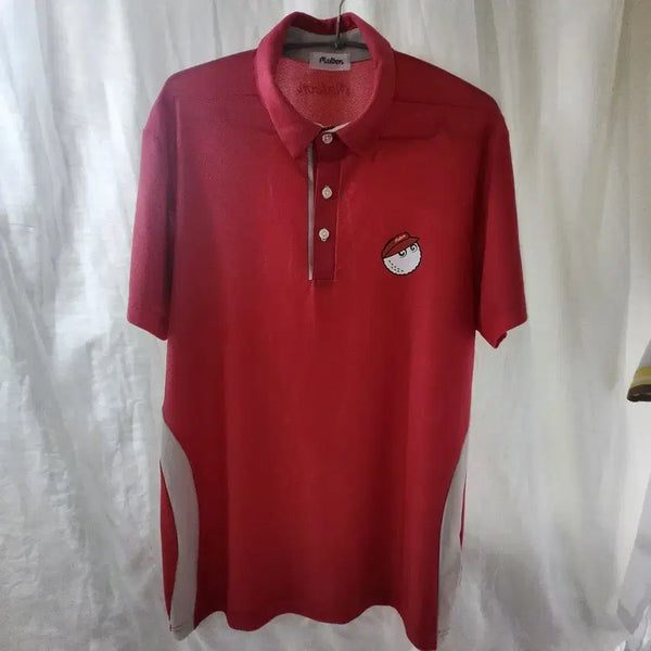 [BUNJANG] Malbon Golf Men's Short Sleeve Polo T-Shirt Red / 말본 골프웨어 남성 반팔 카라티 레드