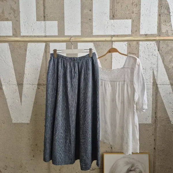 [BUNJANG] Linen Waistband Long Skirt / 린넨 허리밴드 스커트