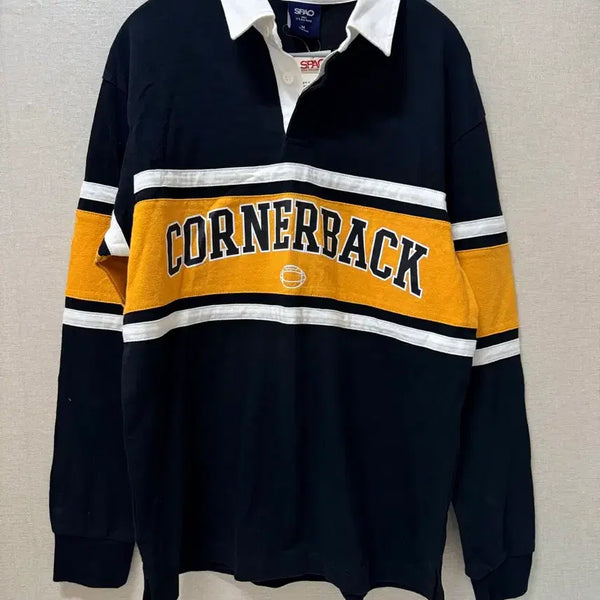 [BUNJANG] SPAO Cornerback Rugby T-Shirt Black Yellow M / (남성복) 새상품 스파오 코너백 럭비티 블랙 옐로우 M