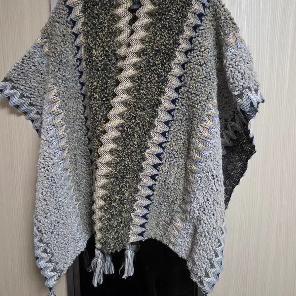 [BUNJANG] Pattern Knit Poncho/Cape / 패턴 니트 판초/망토 - 전혀 사용하지 않은 새 제품입니다.