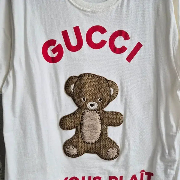 [BUNJANG] Gucci Embroidered Bear Short Sleeve T-Shirt / 구찌 곰돌이 자수 반팔티