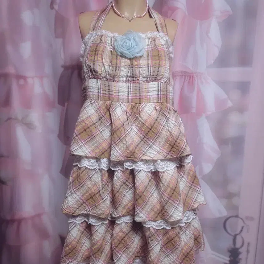 [BUNJANG] Burlone Strawberry Chocolate Mint Layered Dress / BURLONE 딸기초코민트 캉캉 원피스