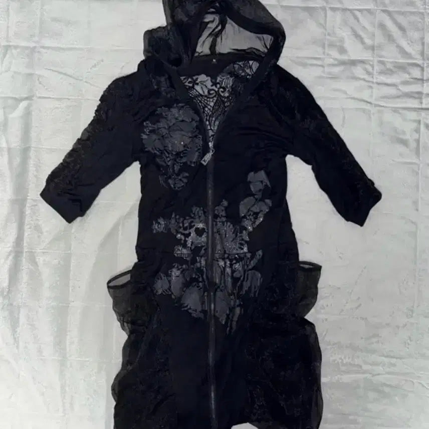 [BUNJANG] Fairy Grunge Punk Oriental Gothic See-through Cardigan Hoodie Zip-up / 페어리그런지펑크오리엔탈고스 시스루가디건후드집업