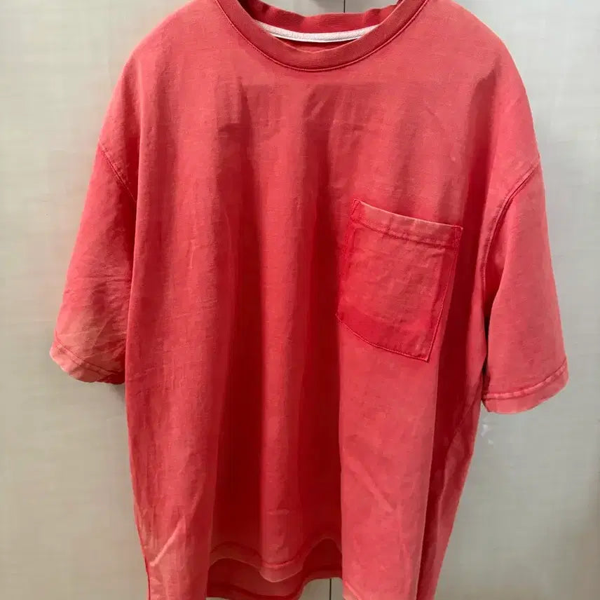 [BUNJANG] Envelope Pocket Short Sleeve T-Shirt Red / (2) 엔벨로프 포켓 반팔티 레드
