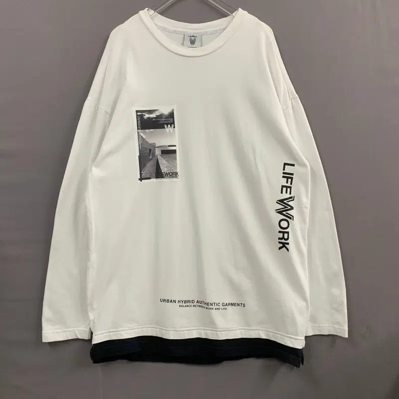 [BUNJANG] LifeWork Printing Layered Oversized Long Sleeve T-shirt / L 라이프워크 프린팅 레이어드 오버핏 긴팔티