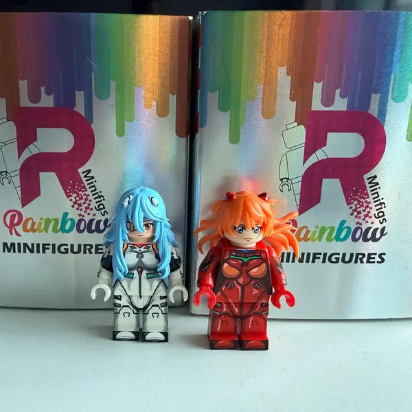 [BUNJANG] Rainbow Evangelion Rei Ayanami & Asuka Langley Custom Minifigure Bundle Set / 레인보우 에반게리온 레이 아스카 2종 일괄 커스텀 레고