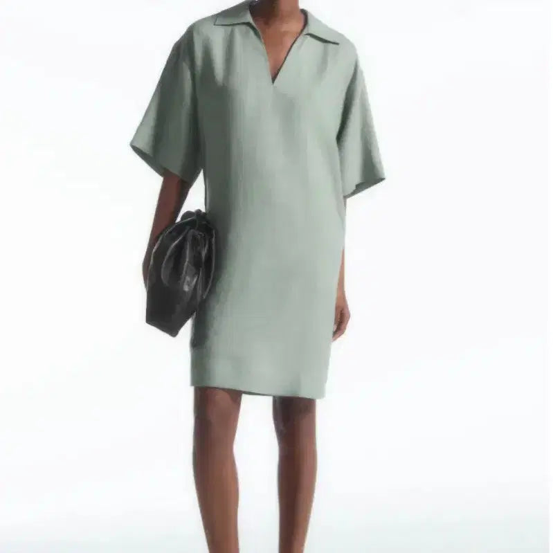 [BUNJANG] COS Open Collar Linen Dress / COS 코스 오픈 칼라 린넨 원피스