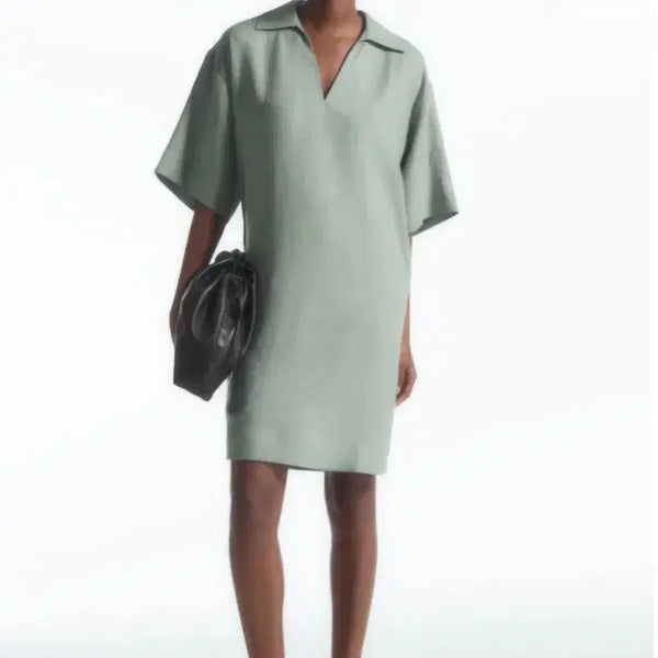[BUNJANG] COS Open Collar Linen Dress / COS 코스 오픈 칼라 린넨 원피스