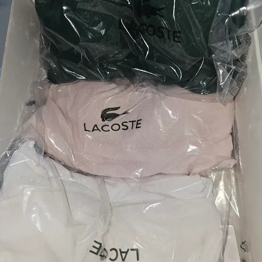 [BUNJANG] Lacoste Women's 3-Piece Bra Top Set (White/Pink/Green) / 라코스테 티셔츠 3종 세트 (화이트/핑크/그린)