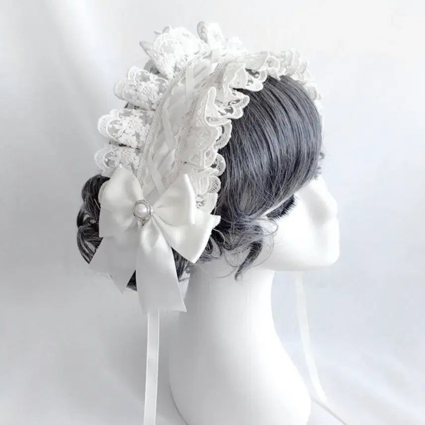 [BUNJANG] Hedore White Headdress Lolita Jireikei Subculture Liz Lisa Gyaru / 헤도레 화이트 헤드드레스 로리타 지뢰계양산형서브컬쳐리즈리사갸루