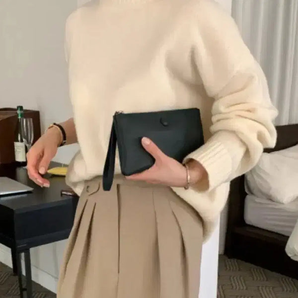 [BUNJANG] Bonggeut Pebble Tall Leather Wallet/Pouch Green / 봉긋 페블 tall 가죽 지갑 , 파우치 그린