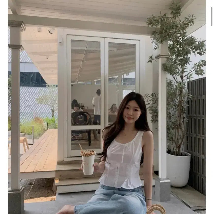 [BUNJANG] Weartheweatherr White Ribbed Tank Top / 웨어웨더 화이트 나시