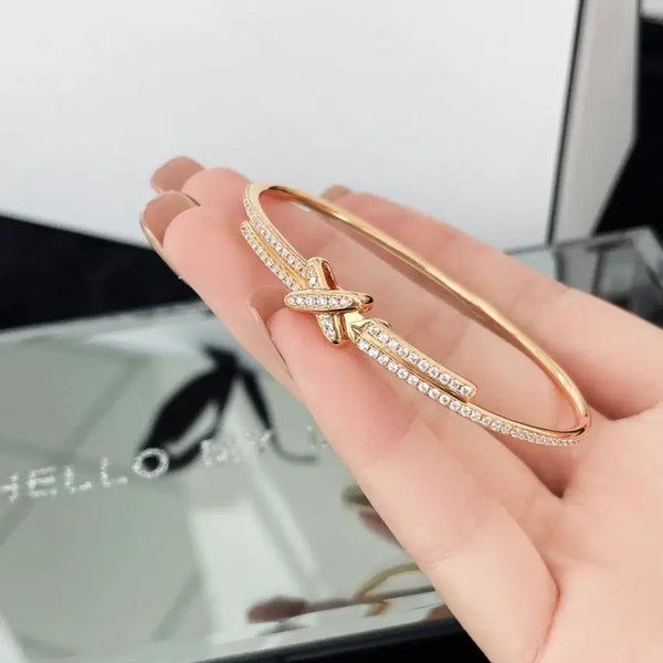 [BUNJANG] Chaumet Liens Collection Full Diamond 18K Rose Gold Bracelet / 쇼메 리앙 라인 전체다이아 18K 로즈골드 팔찌 17호