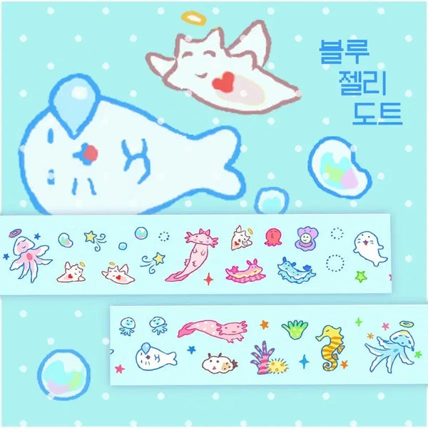 [BUNJANG] Blue Jelly Dot Kiss Cut Sticker / 잘자 블루젤리도트 키스컷띵 원가띵