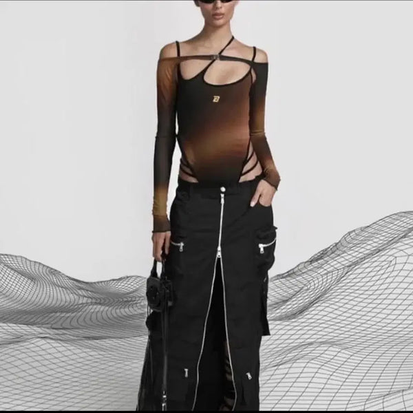 [BUNJANG] Bad Blood Camo Long Skirt / 배드블러드 카모 롱스커트