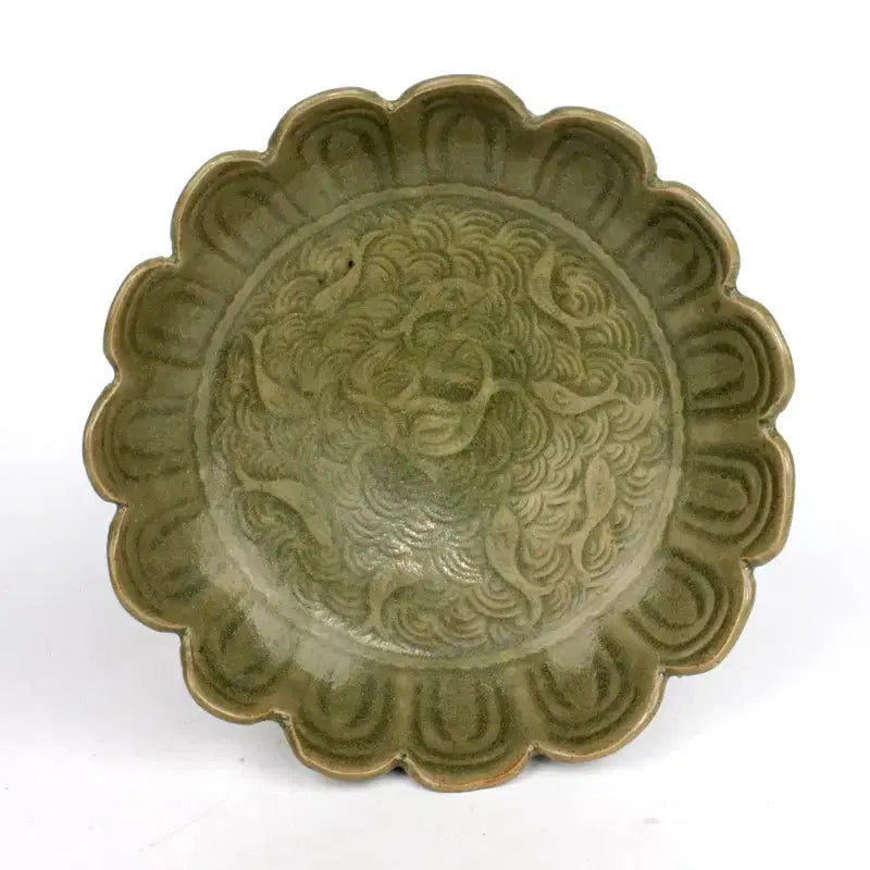 [BUNJANG] Yoju Ware Celadon 'Sea Fish and Waves' Dish / 요주요청유구해수유어문접시